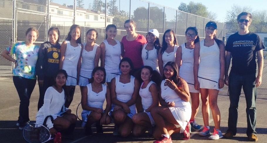 Girls 2014 Tennis team with coach Mr. McGauley