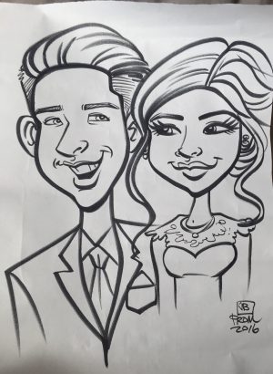 A caricature drawn at the Sherman Oaks Country Club at the 2016 BCCHS Prom.