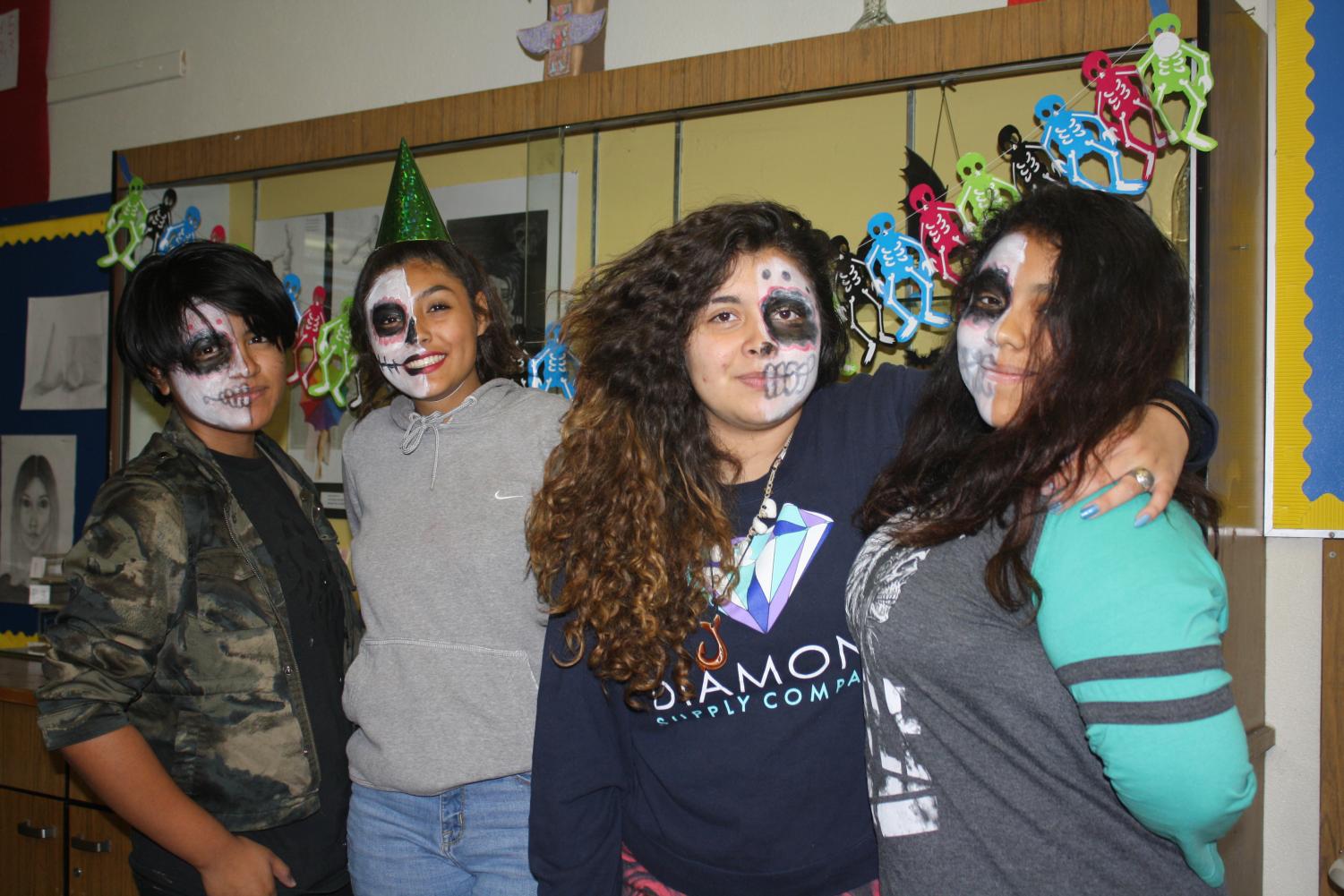Xiomara Henriquez(12), Jazzmine Murrietta (10), Iris Munoz(11),and Melissa Chairez(12) enjoying Culinary Club and Animation Club's Movie Night Activities
