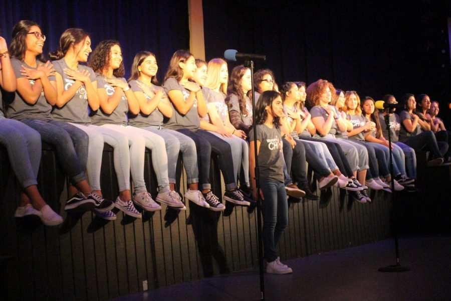 The BCCHS Womens Choir singing My Angel during the pop concert in the PA.