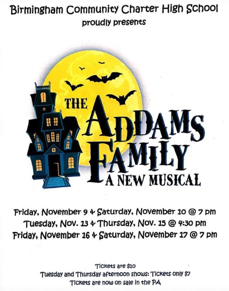 The promotional flyer for The Addams Family.