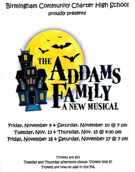 The promotional flyer for "The Addams Family".