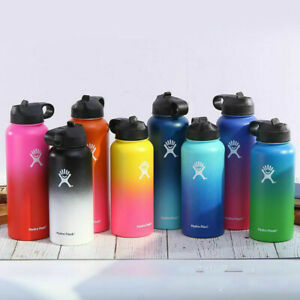 Colorful hydro flasks on display