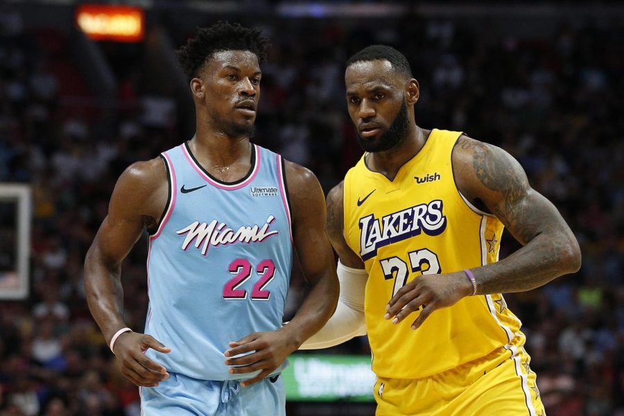 Miami's Jimmy Butler and the Lakers' Lebron James