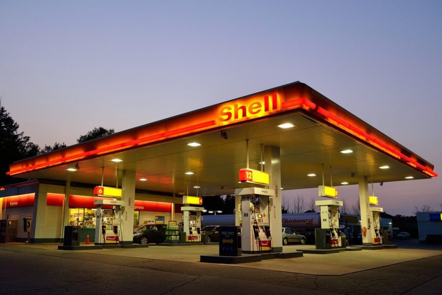 Shell Gas Station at sunset